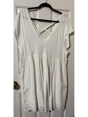 Daily Practice White Eyelet Hem Dress Large Anthro